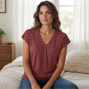 Worthington Geometric Short Sleeve Top